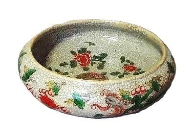 【 龍・鳳凰・花鳥文鉢 】　中華古玩　宋赤絵/古赤絵/五彩