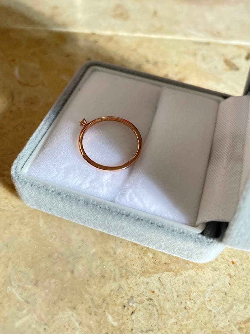 【agete】アガット K10PG ピンクゴールド 一粒ダイヤリング 4号