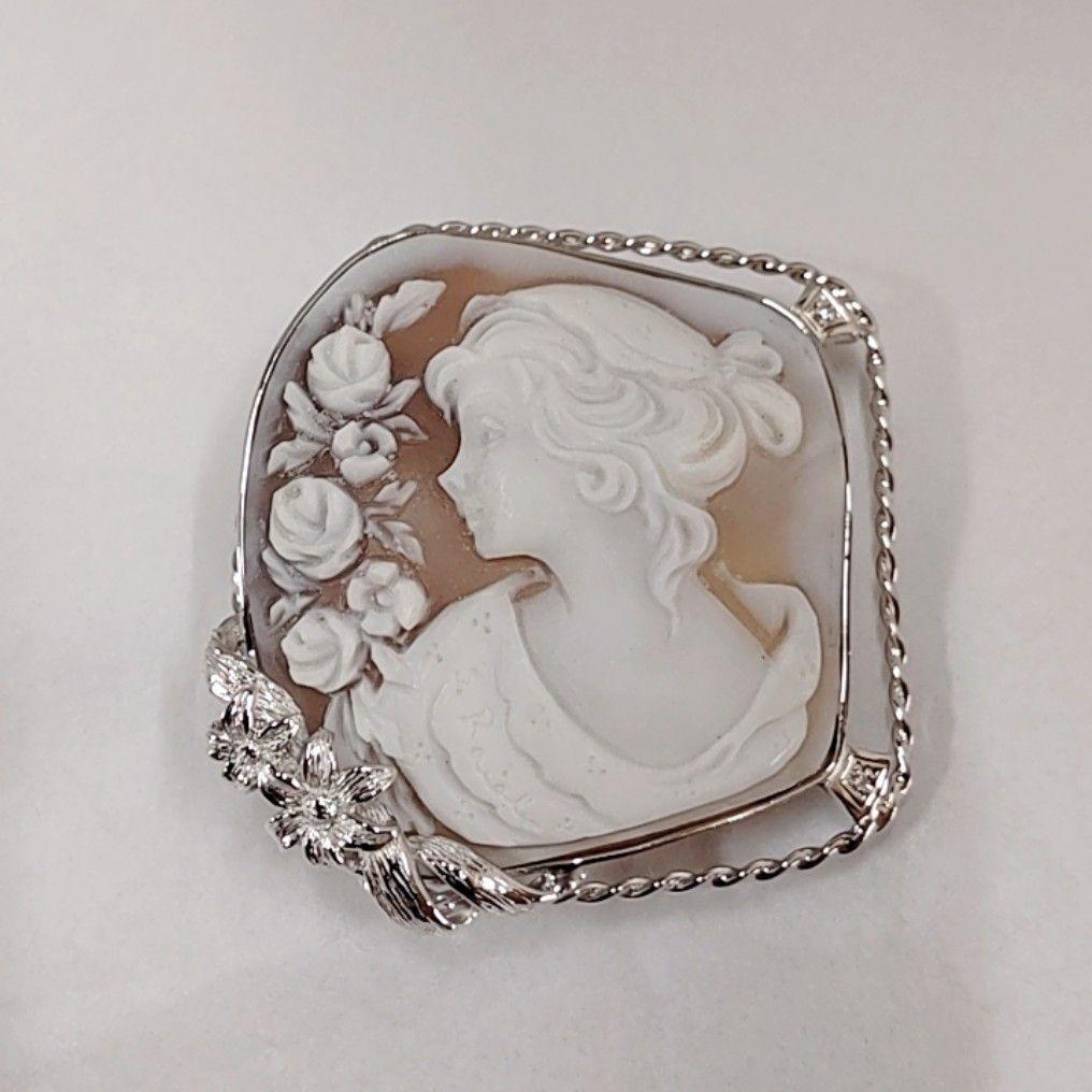 ＳＶ９２５ シェルカメオ ダイヤモンド付き ブローチ ペンダント他２点セット