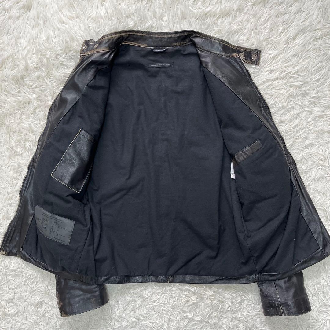 ダニエレ アレッサンドリーニ レザージャケットLシングルライダース　ダメージ加工
