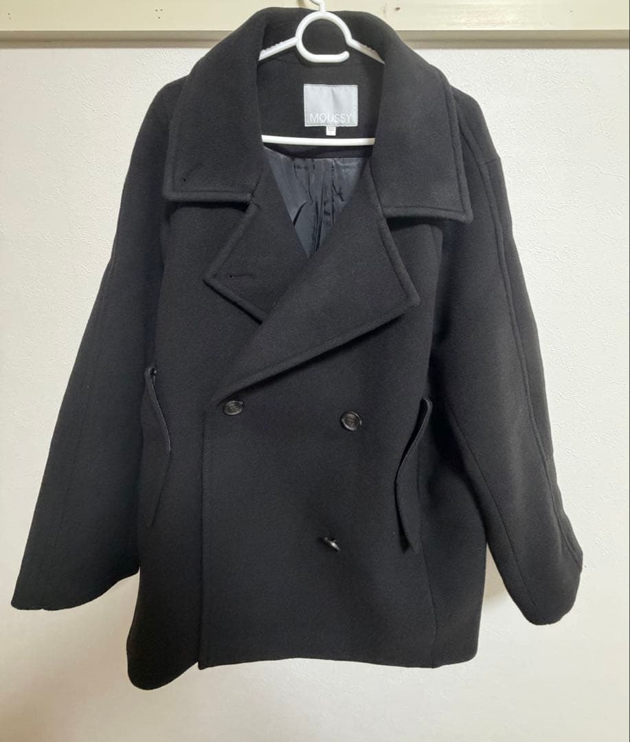 moussy DOUBLE BREASTED MID コート ブラック