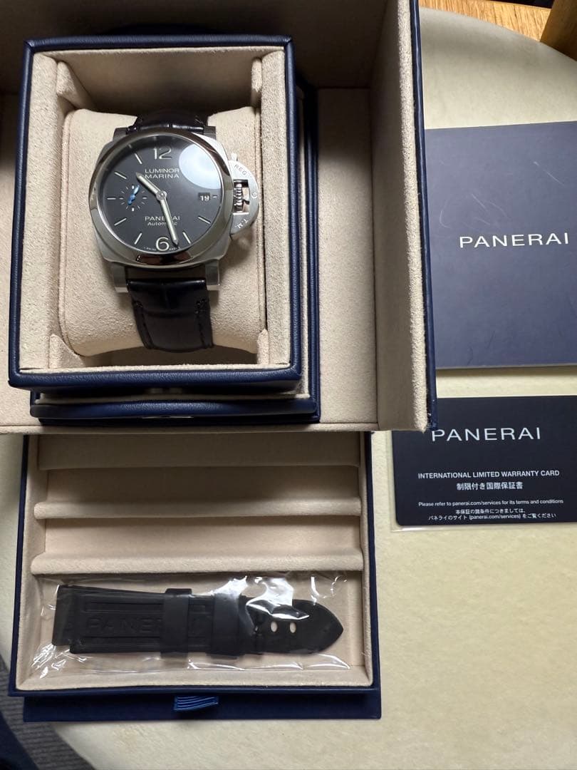 レ*実様 パネライ　ルミノールマリーナクアランタ40mm　箱、保証書、ラバースト