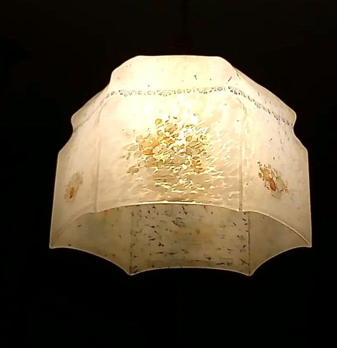 イギリスのガラスシェード 1930年代 マ—ブル模様と花籠