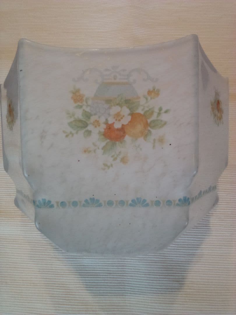 イギリスのガラスシェード 1930年代 マ—ブル模様と花籠