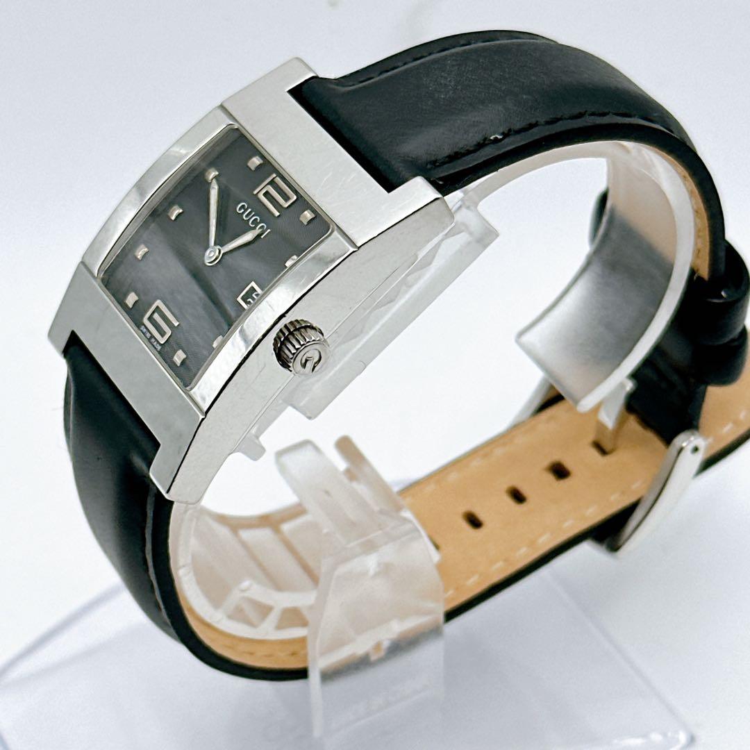 美品 稼動品 GUCCI グッチ メンズ腕時計 スクエア 黒字盤 7700M