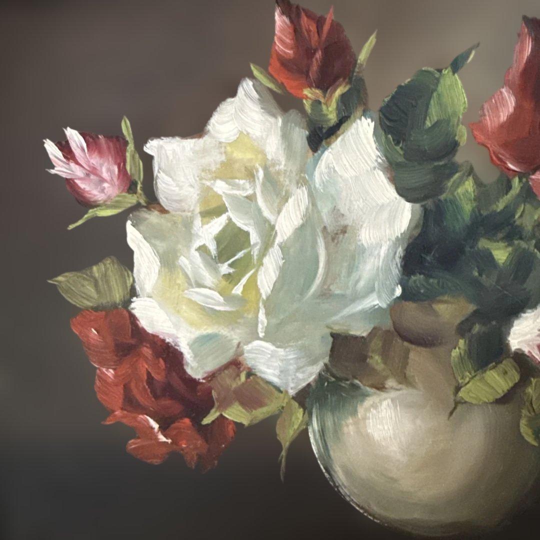 綺麗な薔薇が描かれてる油彩画 キャンパス約36 cmX29cm.