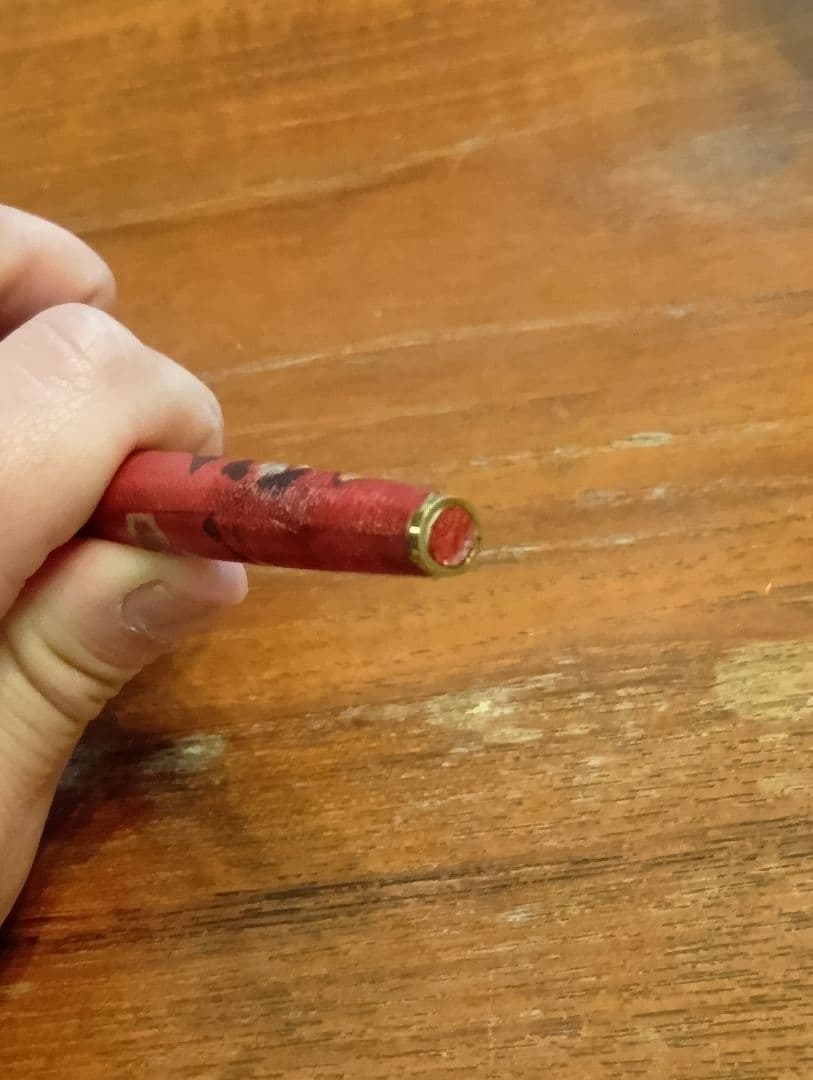 プラチナ　友禅染　羊革巻 18金先　万年筆