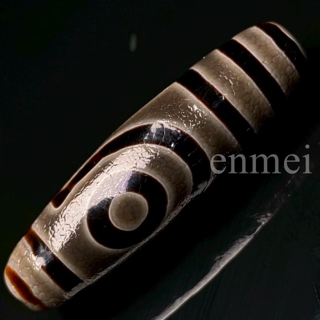 中国古美術・藏區老料・開片龍紋二眼天珠・西蔵手工芸・天然石・瑪瑙・闢邪消災・根付