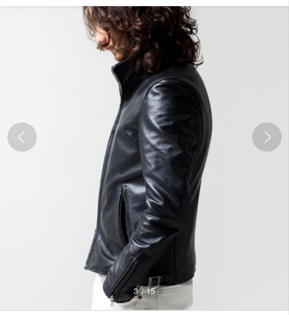 ナノユニバース　黒レザーシングルライダースジャケット