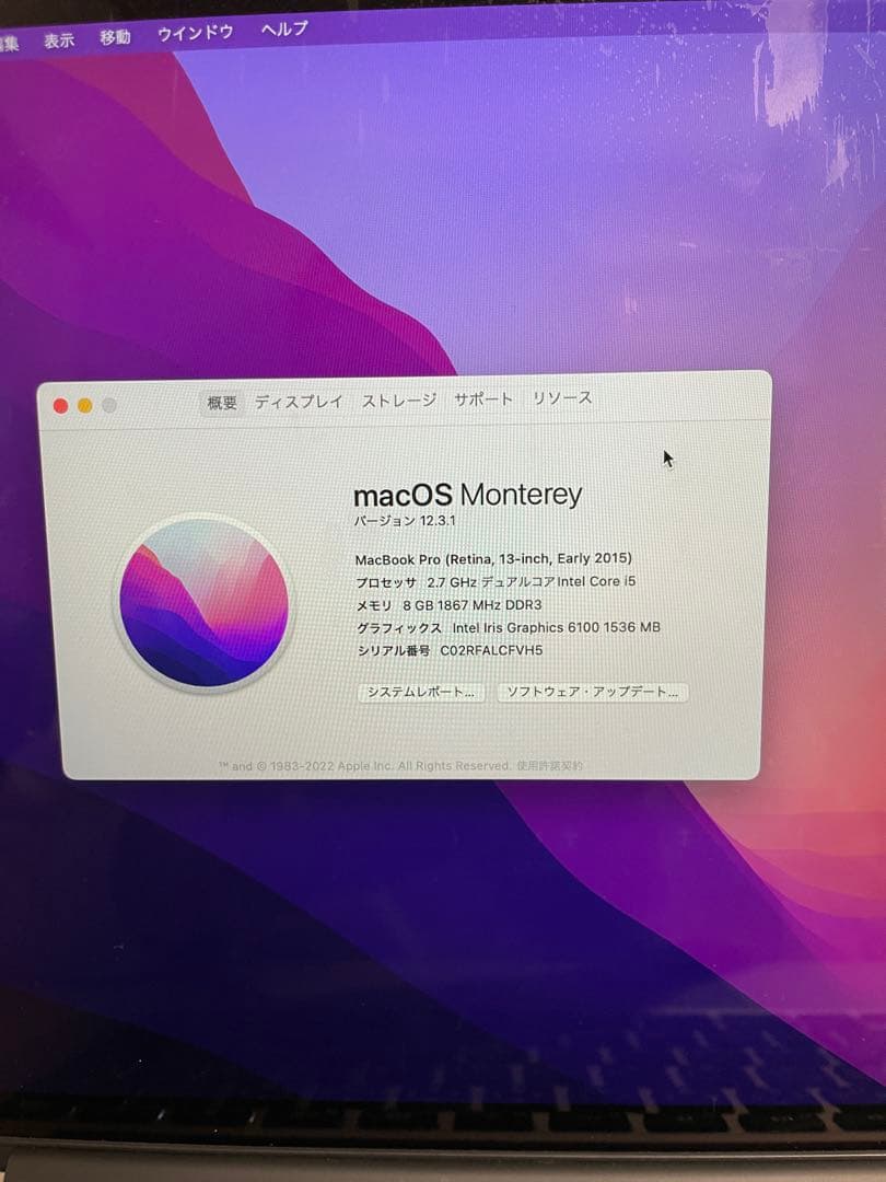 【バッテリー◯】MacBook Pro 2015 Early 8GB 256GB