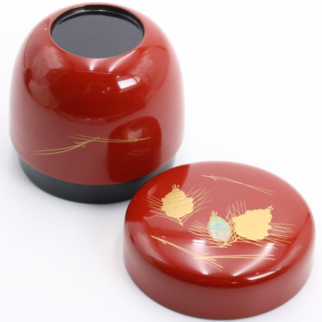 雲斎作 松蒔絵 棗 朱塗 茶道具 共箱　V879　N6