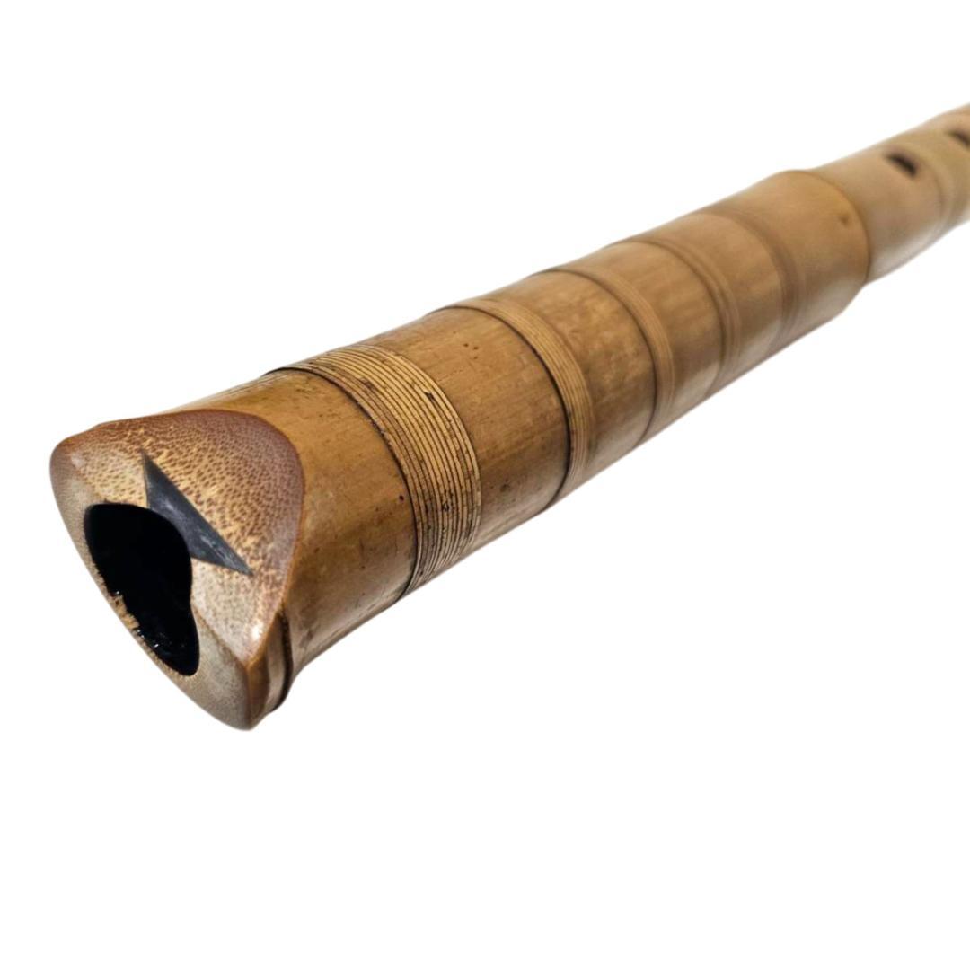 希少 尺八 琴古流 佐竹 1尺6寸 5孔 銘あり 2印 根竹 二分割 和楽器 竹