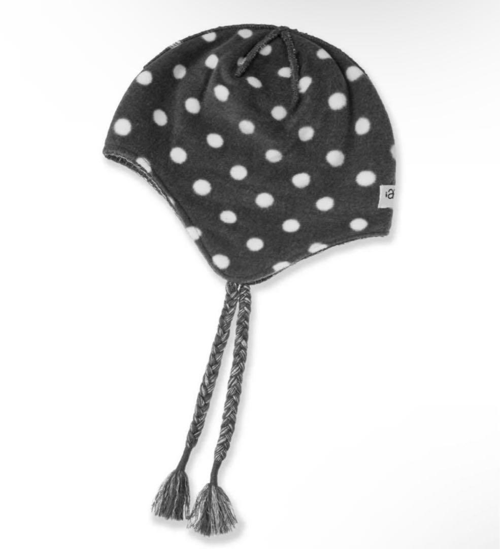 aeae EARFLAP BEANIE チャコール ビーニー ドット グレー