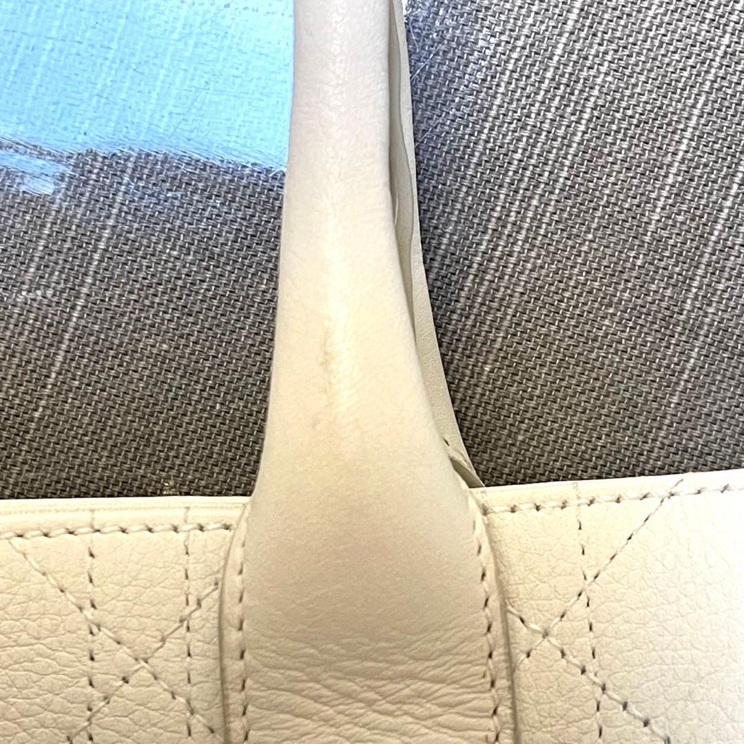 【美品】　DIOR ディオール　カナージュ　トートバッグ レザー　白
