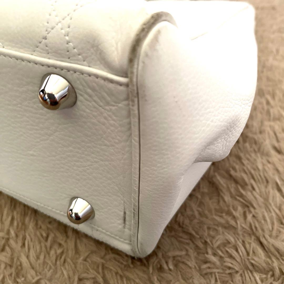 【美品】　DIOR ディオール　カナージュ　トートバッグ レザー　白