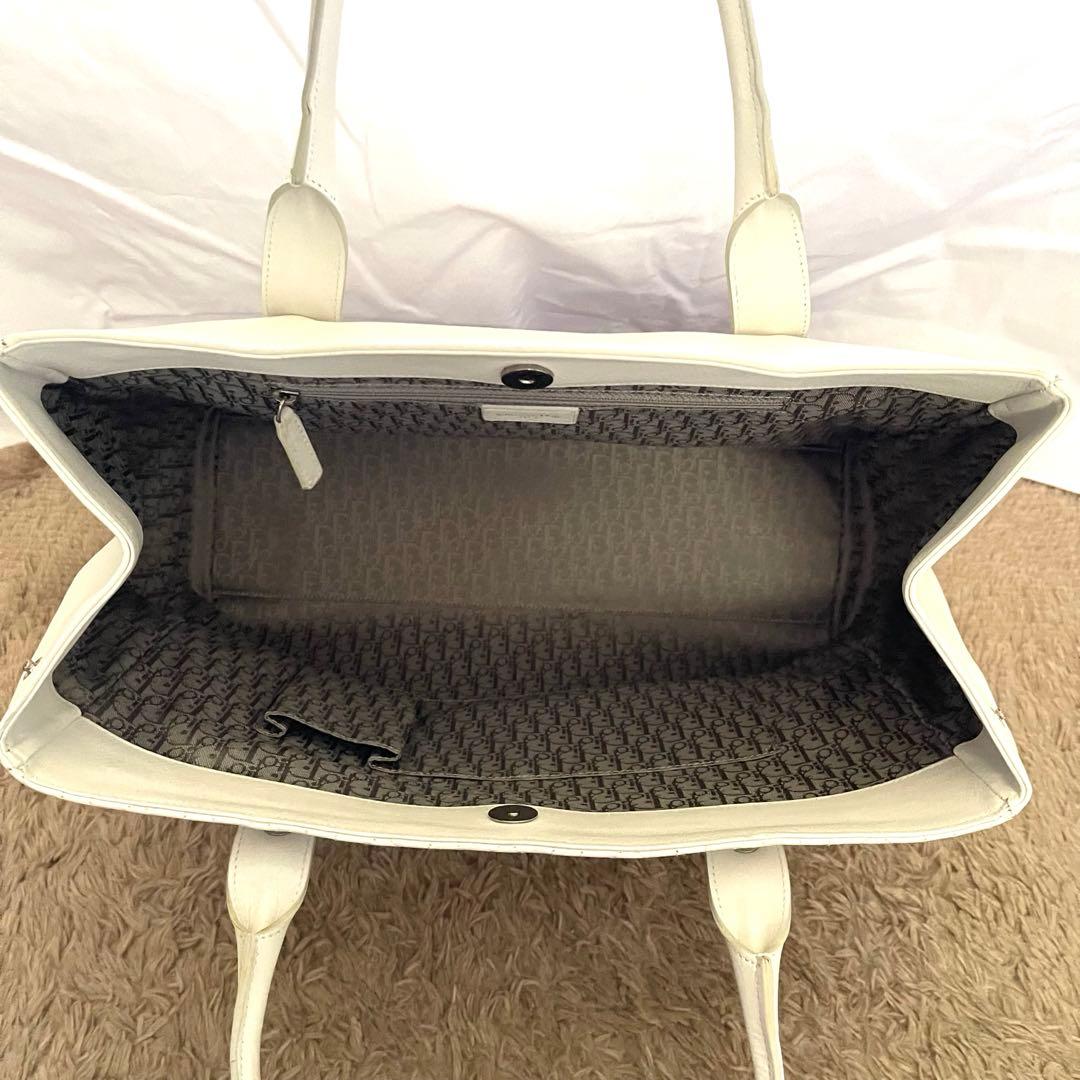 【美品】　DIOR ディオール　カナージュ　トートバッグ レザー　白