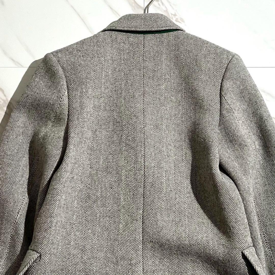 【未使用級/34】LACOSTE ラコステ チェスターコート ツイード グレー系