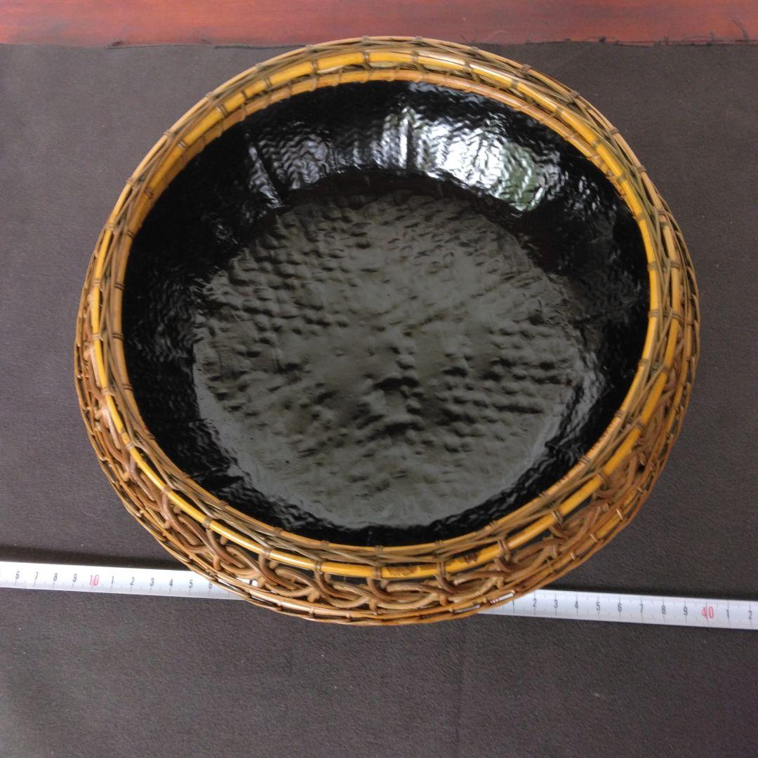 炭斗　栗田元竺　七宝編　玄々斎好