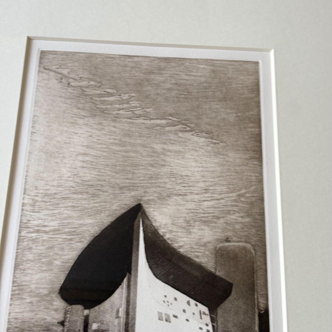 銅版画 Tomono 3/15 額装 ロンシャンの礼拝堂 絵画 C
