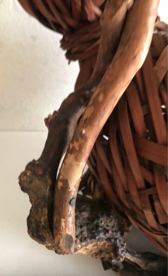 骨董品　竹製天然木　二重構造花入れ　オブジェ　華道