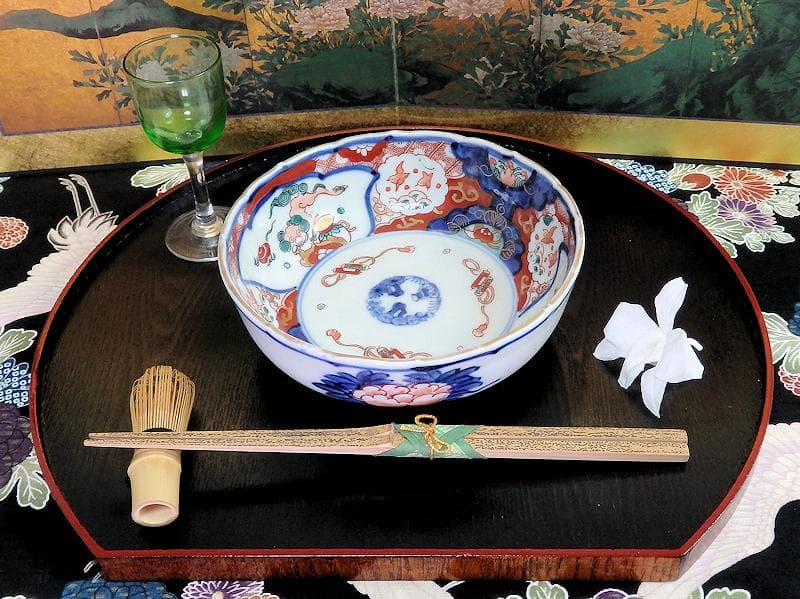 古伊万里　色絵　獅子に波千鳥の図　膾皿　春寒鉢　４客　 CZd