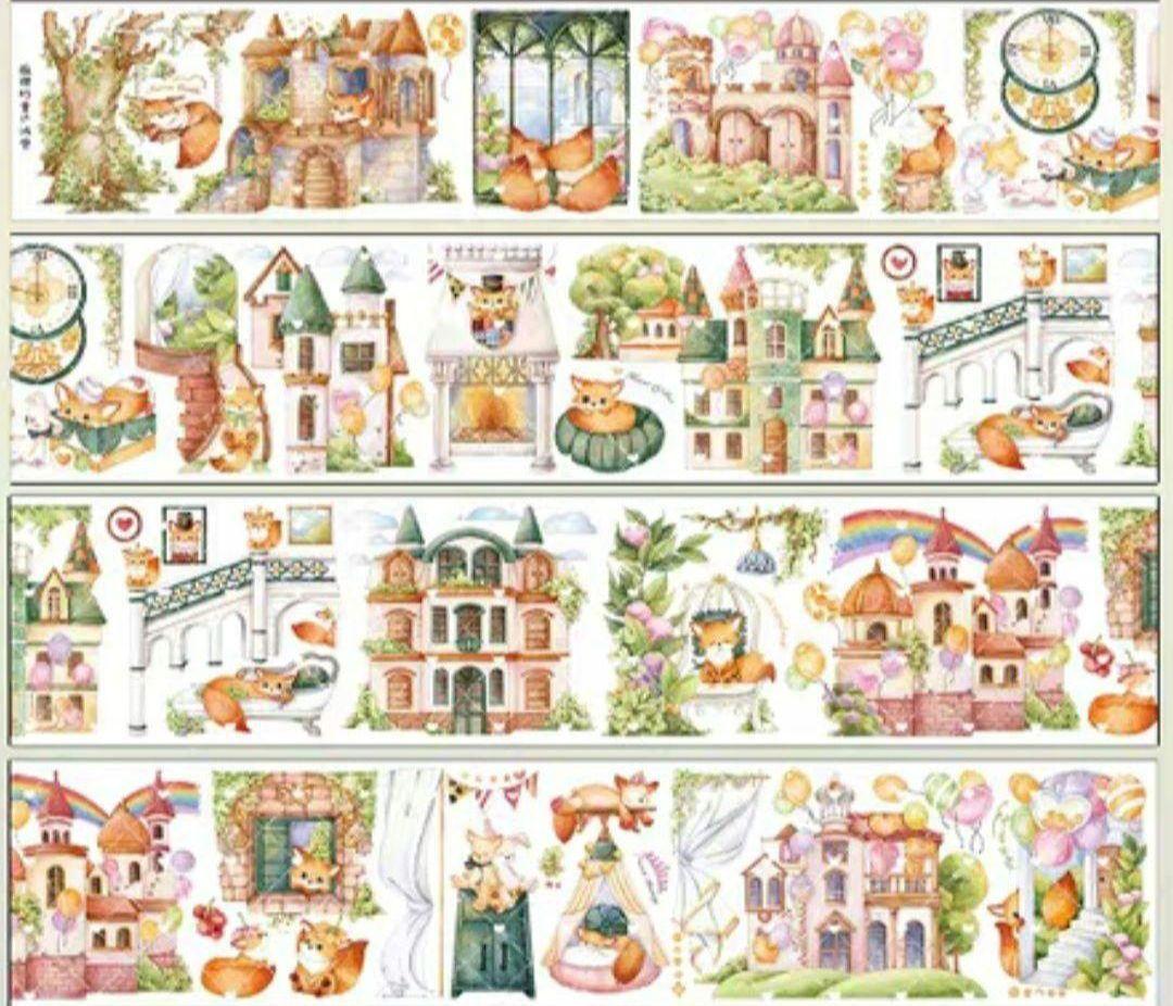 巻売セット★ 海外 マスキングテープ マステ 人物 動物 熊 狐 女の子 和紙