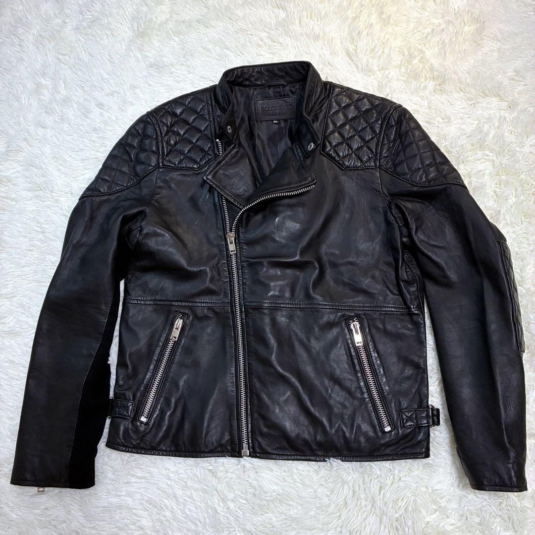 ボロンガロトレヴァー ライダース ジャケット セミダブル XL ラムレザー 黒