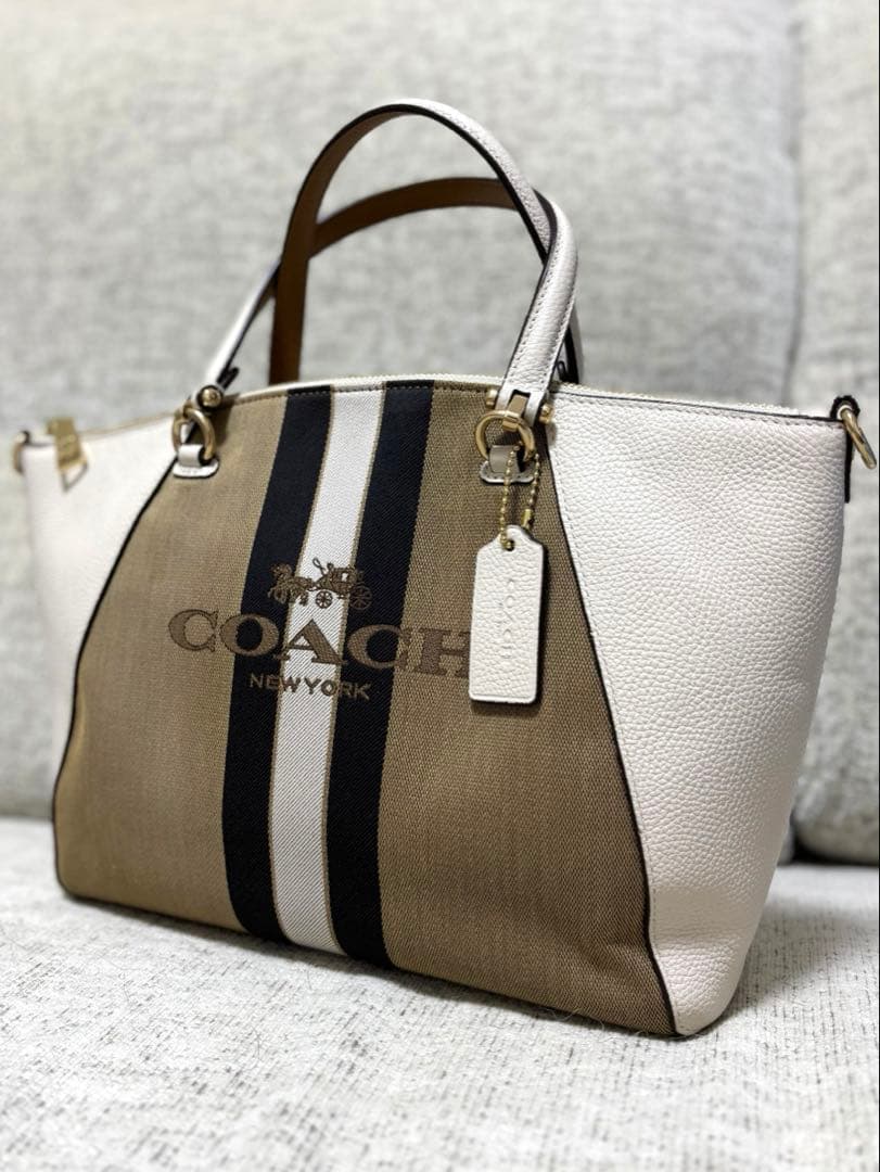 COACH コーチ ストライプ ハンド ショルダー バッグ