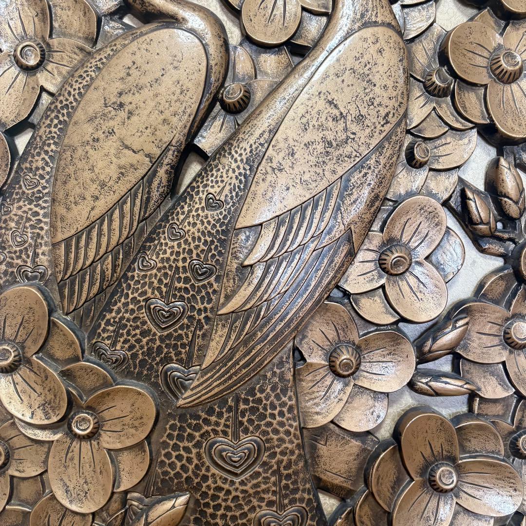 秀峰 秀峰刀 銅製　オブジェ 秀峰彫刻 アンティーク 銅 彫刻 孔雀