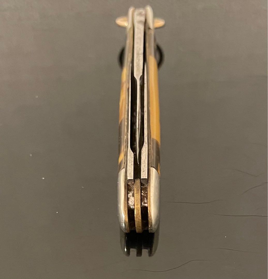 アンティークナイフ　カントンカトラリー社　3ブレイド　写真付きセルロイドハンドル