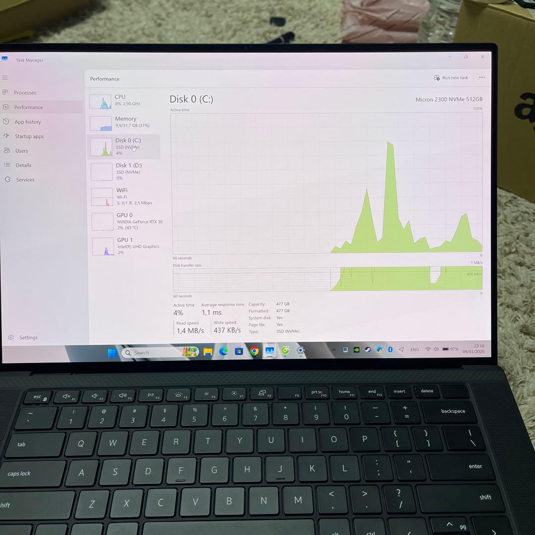 Windowsノート本体 DELL XPS 9510 i7 11800H rtx 3050Ti