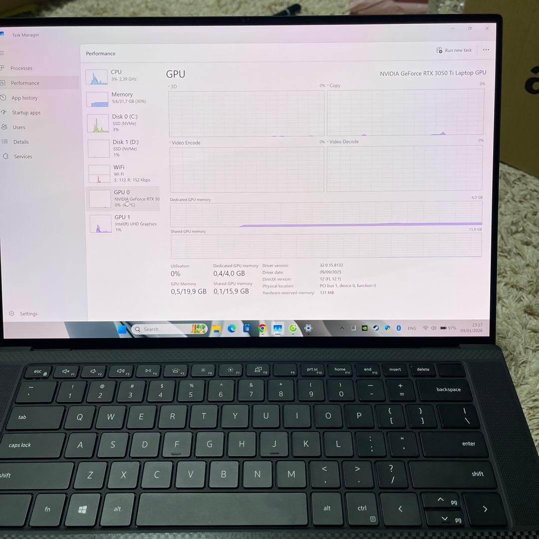 Windowsノート本体 DELL XPS 9510 i7 11800H rtx 3050Ti