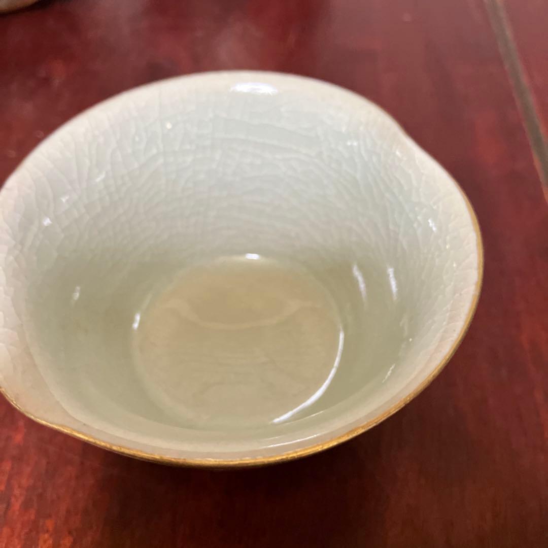 九谷焼　金彩　赤絵　百老人図　急須　煎茶碗　湯冷し　7点　煎茶器　茶器セット