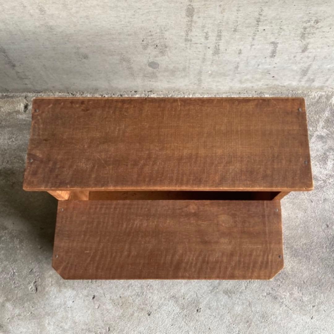 木製 ラック キャビネット 飾り棚 置物台 花台 踏み台 2段 シャビー レトロ