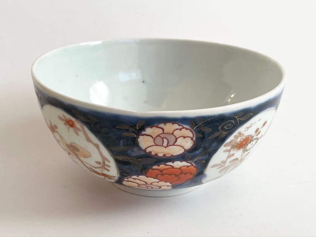 骨董　アンティーク　古伊万里　色絵　窓絵　小鳥文様　丼　鉢　深皿