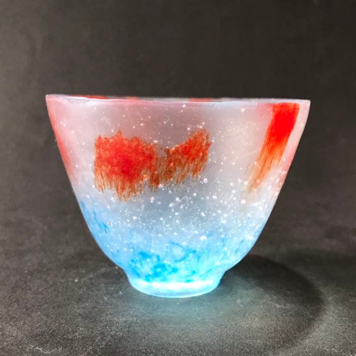 【値下げ】パート・ド・ヴェール　ガラスぐい呑　金魚揺蕩う器　佐伯泰典作