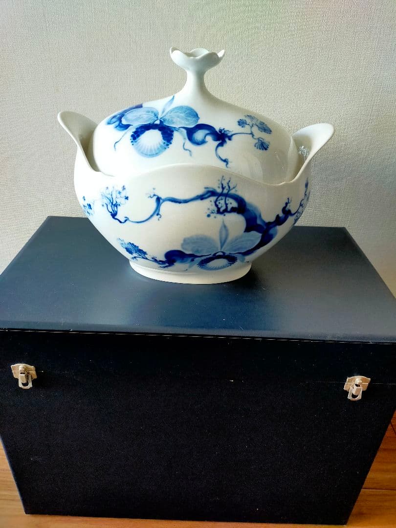 珍品★美品【MEISSEN】ブルーオーキッド　スープチューリン（大）