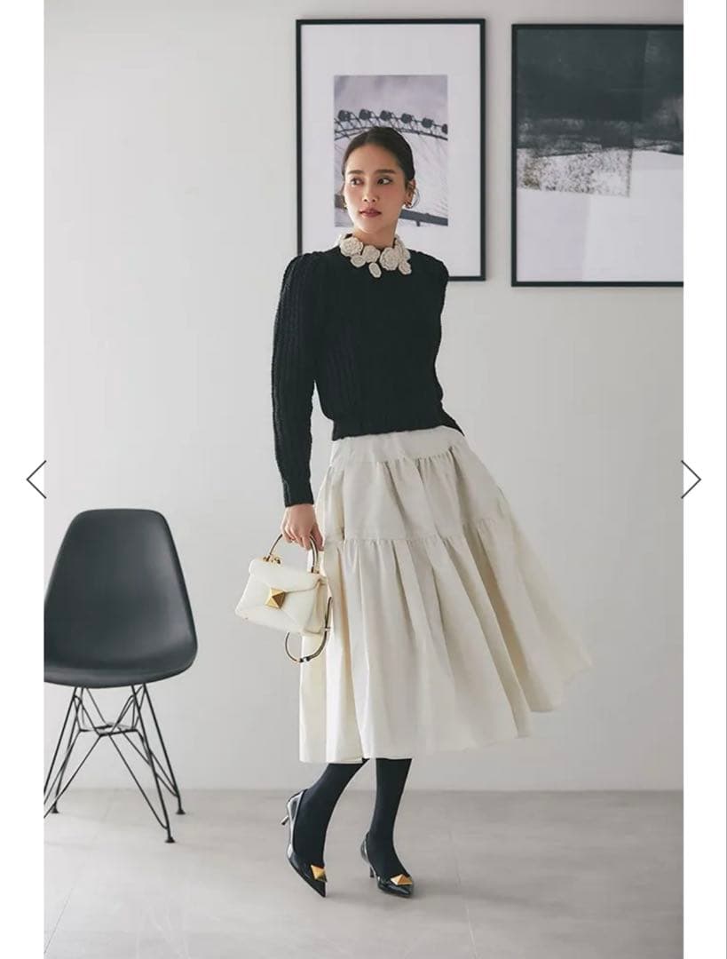 SEVEN TEN ソフトボーンタフタスカート　オフホワイト Sサイズ　美品