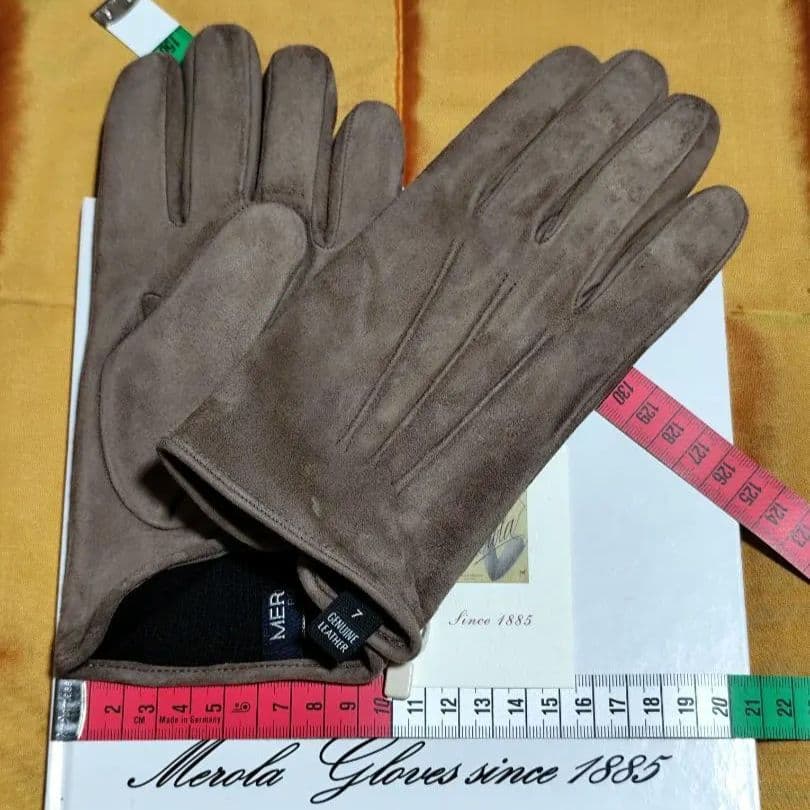 メローラ スエードトープ色 カシミア黒 グローブ 革手袋 MEROLA