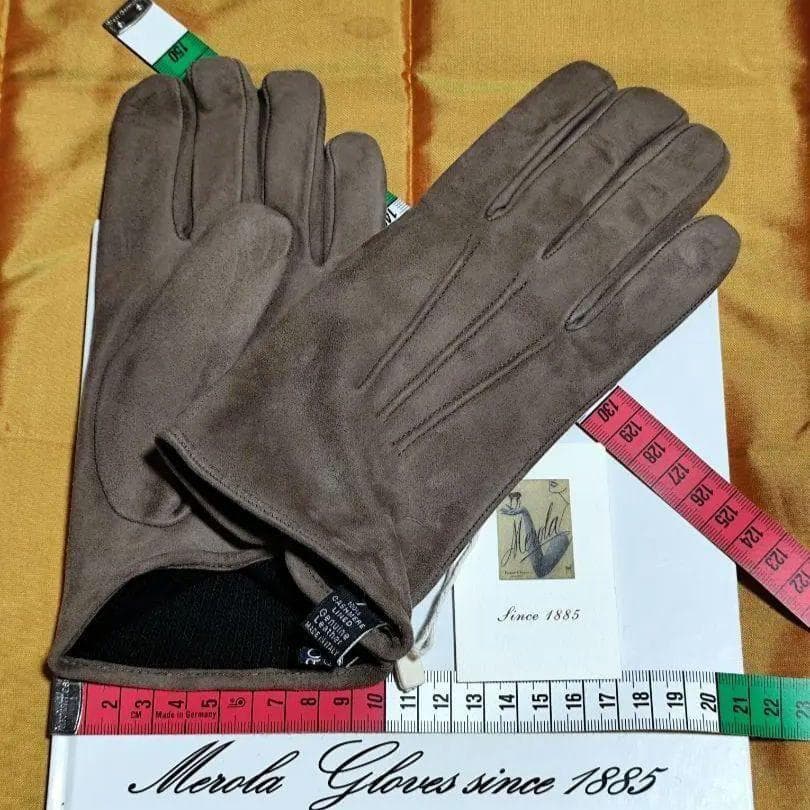 メローラ スエードトープ色 カシミア黒 グローブ 革手袋 MEROLA