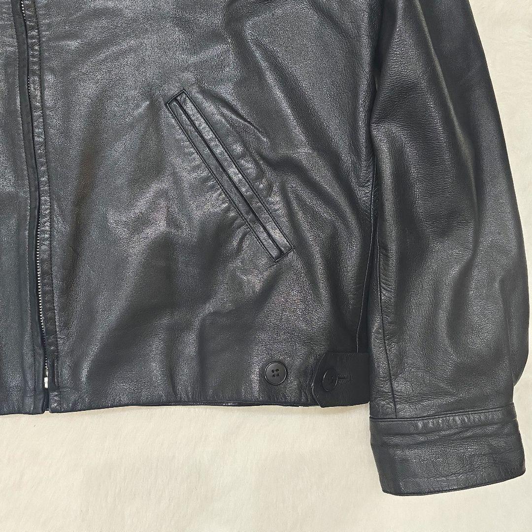 agnes b. リアルレザー シングルライダースジャケット ブラック