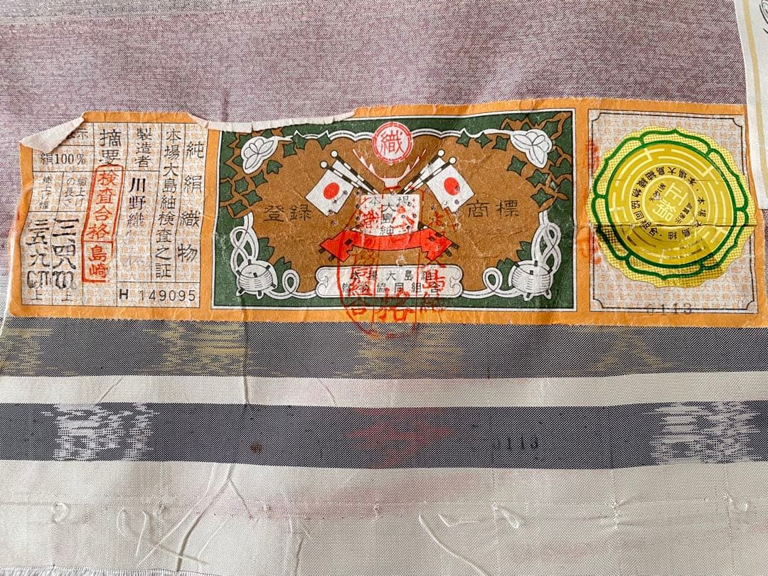 美しすぎるサフラン染め大島紬 銀通しぼかし付下げ 正絹着物