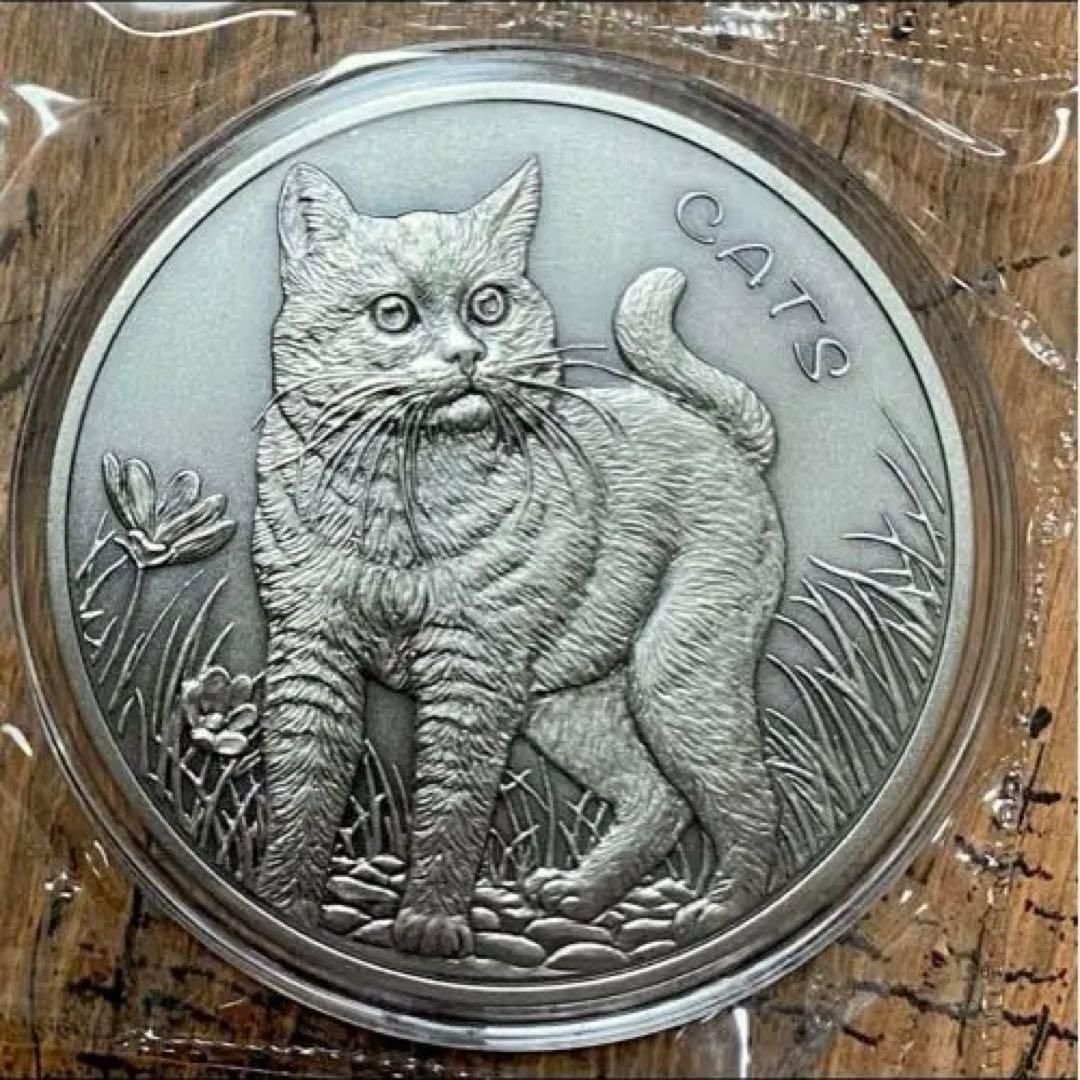 5オンス　アンティーク2022年 フィジー 5ドル 猫銀貨　限定500枚