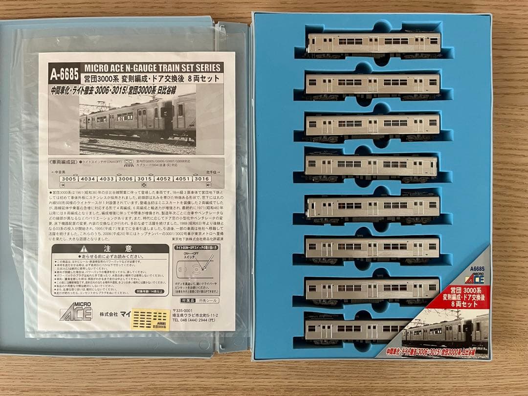 マイクロエース 営団 3000系 変則編成・ドア交換後 8両セット