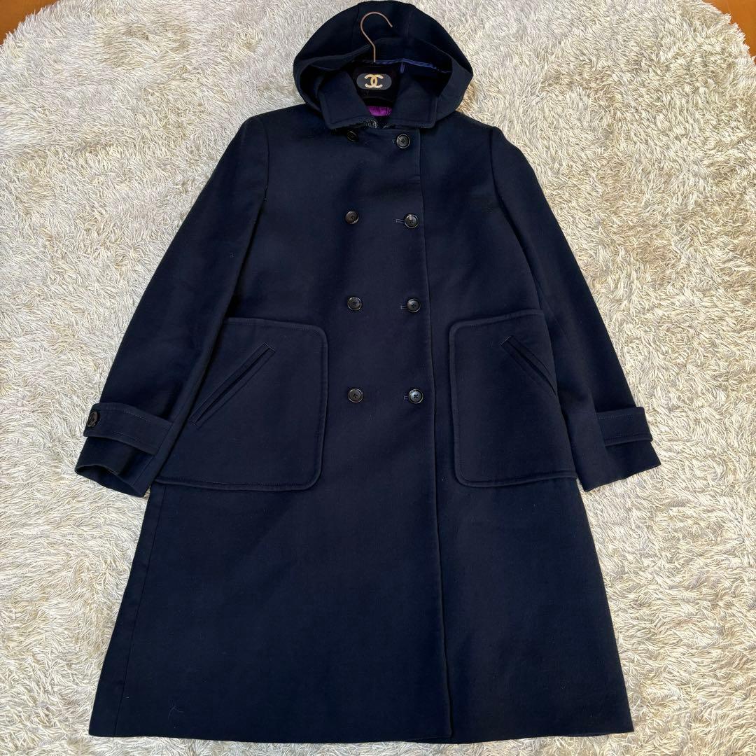 美品✨　ポールスミス　フード　ダブル　コート　ネイビー　大きいサイズ　42