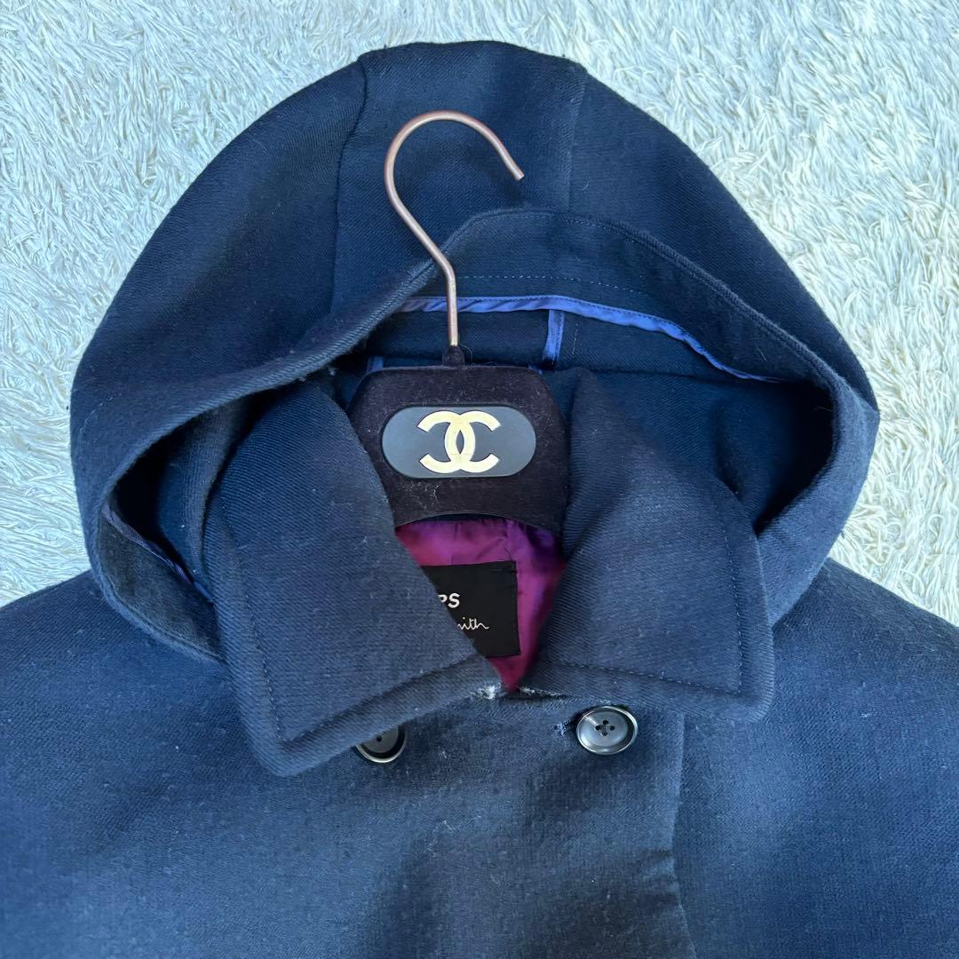 美品✨　ポールスミス　フード　ダブル　コート　ネイビー　大きいサイズ　42