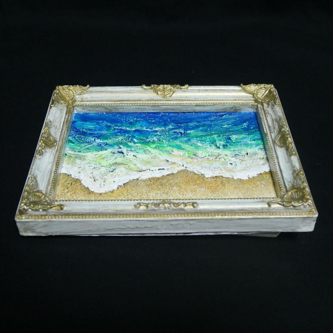 油絵 油彩 油彩画 絵 絵画 キャンバスパネル ミニ絵画【砂浜の海】