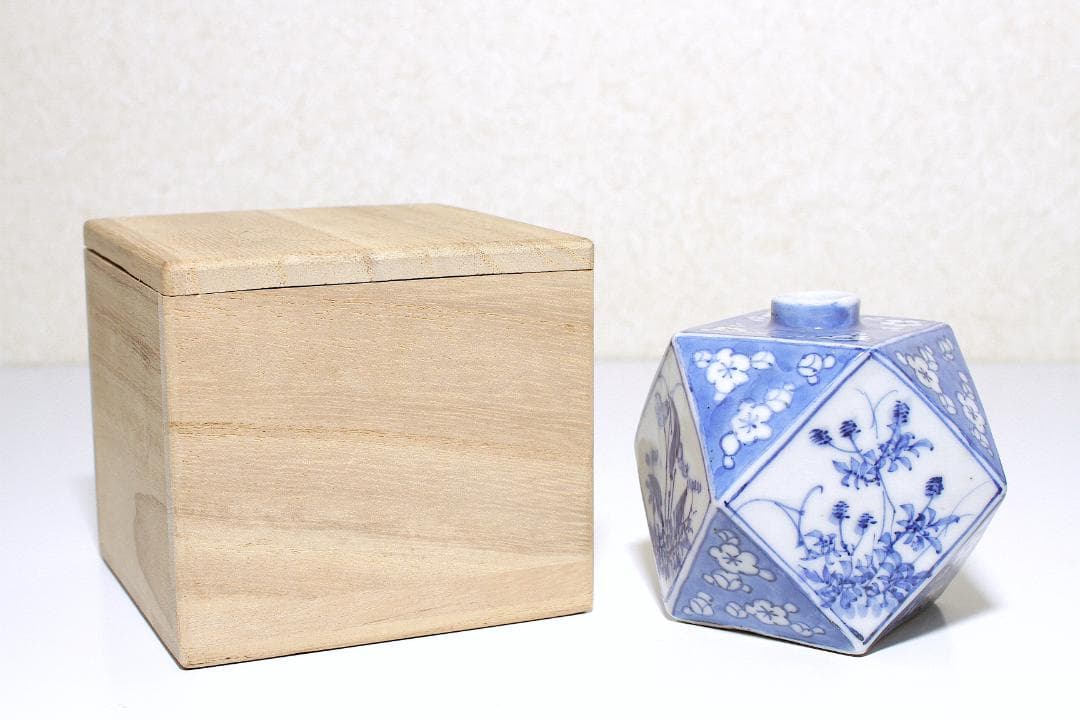 幕末-明治期 瀬戸焼 染付 面取壺