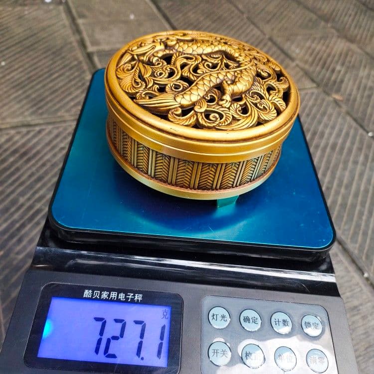 銅細工 龍蓋三足檀香炉 室内 薫香炉 香道具 装飾品 工芸品 美術品