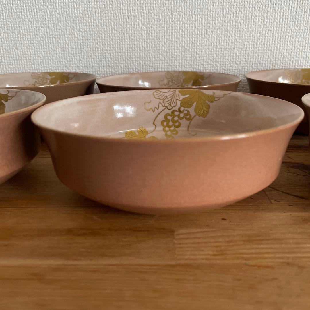 澤村陶哉　金彩葡萄紋向附　6客　鉢